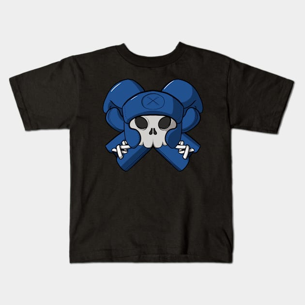 Boxing crew Jolly Roger pirate flag Blue corner (no caption) Kids T-Shirt by RampArt